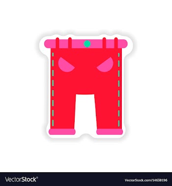 Stylish paper sticker on white background pants vector image