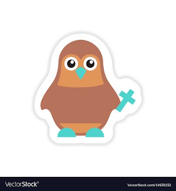 Stylish paper sticker on white background penguin vector image