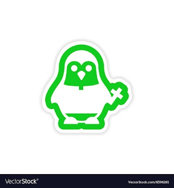 Stylish paper sticker on white background penguin vector image