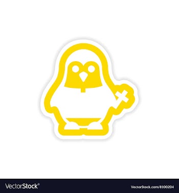 Stylish paper sticker on white background penguin vector image