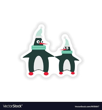 Stylish paper sticker on white background penguins vector image