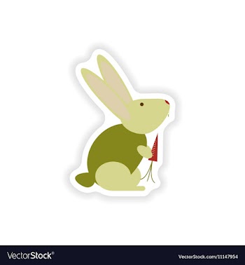 Stylish paper sticker on white background rabbit vector image