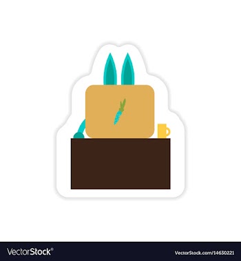 Stylish paper sticker on white background rabbit vector image