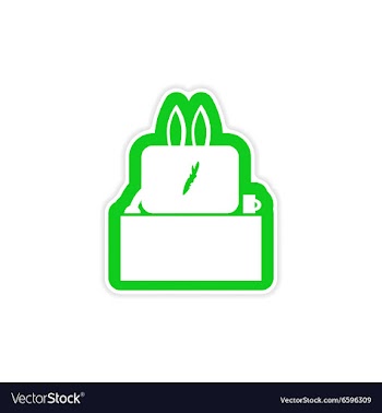 Stylish paper sticker on white background rabbit vector image