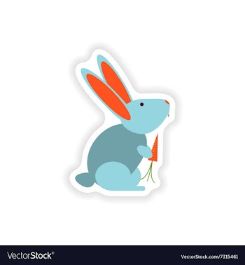 Stylish paper sticker on white background rabbit vector image