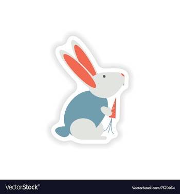 Stylish paper sticker on white background rabbit vector image