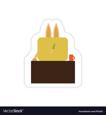 Stylish paper sticker on white background rabbit vector image