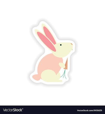 Stylish paper sticker on white background rabbit vector image