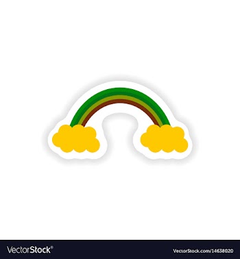 Stylish paper sticker on white background rainbow vector image