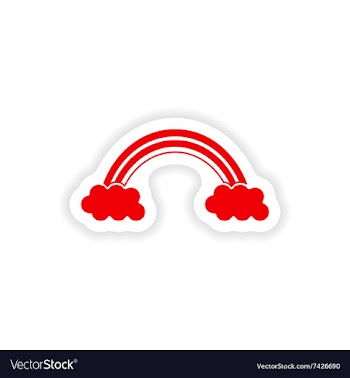 Stylish paper sticker on white background rainbow vector image