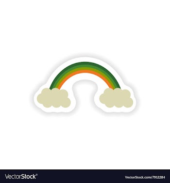 Stylish paper sticker on white background rainbow vector image