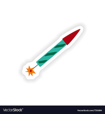 Stylish paper sticker on white background rocket vector image
