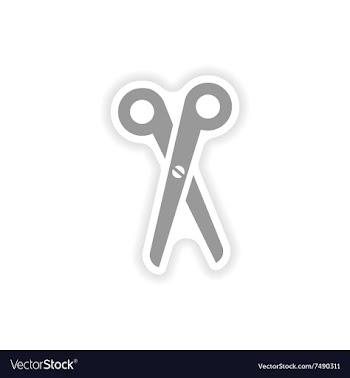 Stylish paper sticker on white background scissors vector image