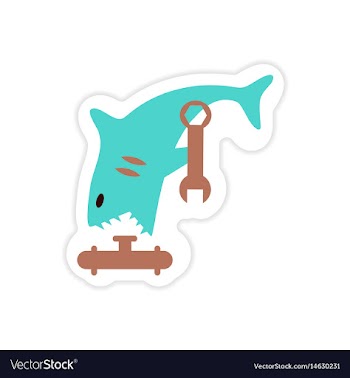 Stylish paper sticker on white background shark vector image