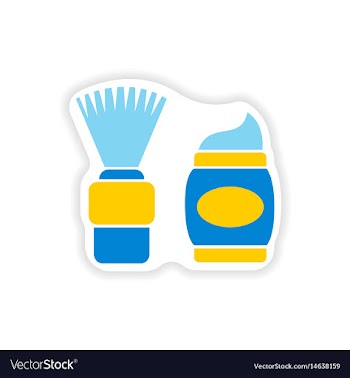 Stylish paper sticker on white background shaving vector image