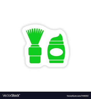 Stylish paper sticker on white background shaving vector image