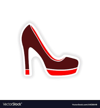Stylish paper sticker on white background shoes vector image
