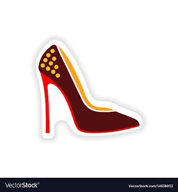 Stylish paper sticker on white background shoes vector image