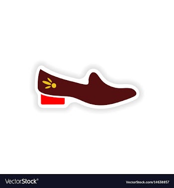Stylish paper sticker on white background shoes vector image