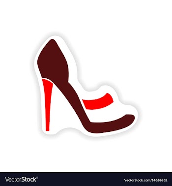 Stylish paper sticker on white background shoes vector image