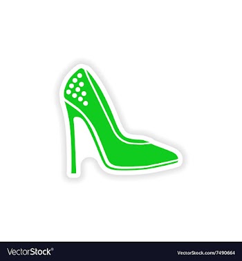 Stylish paper sticker on white background shoes vector image