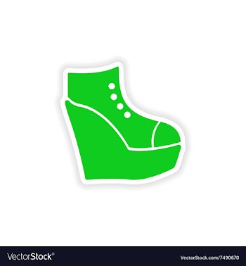 Stylish paper sticker on white background shoes vector image