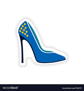 Stylish paper sticker on white background shoes vector image