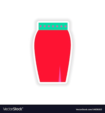 Stylish paper sticker on white background skirt vector image