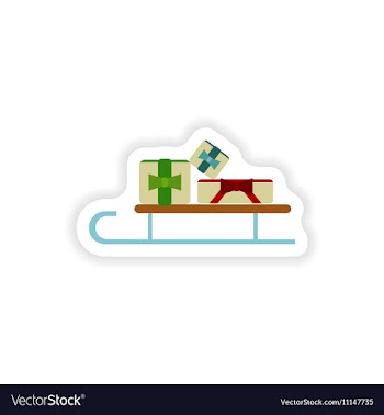 Stylish paper sticker on white background sled vector image