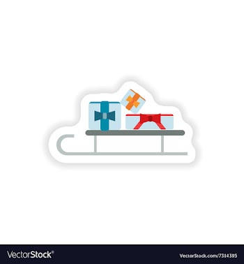 Stylish paper sticker on white background sled vector image