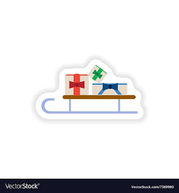 Stylish paper sticker on white background sled vector image