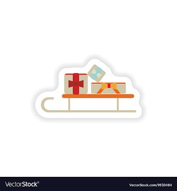 Stylish paper sticker on white background sled vector image
