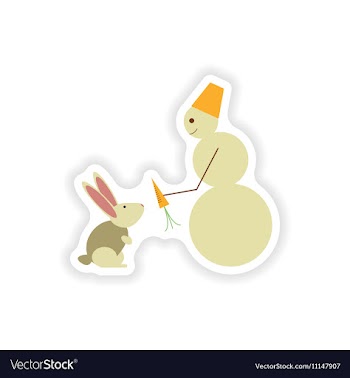 Stylish paper sticker on white background snowman vector image