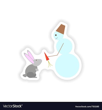 Stylish paper sticker on white background snowman vector image