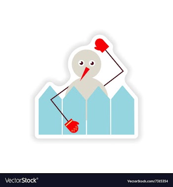 Stylish paper sticker on white background snowman vector image
