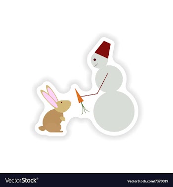 Stylish paper sticker on white background snowman vector image