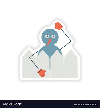 Stylish paper sticker on white background snowman vector image