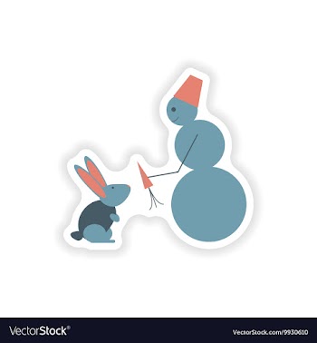 Stylish paper sticker on white background snowman vector image