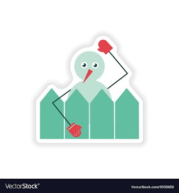 Stylish paper sticker on white background snowman vector image
