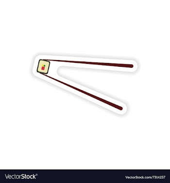 Stylish paper sticker on white background sushi vector image