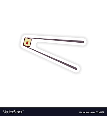 Stylish paper sticker on white background sushi vector image