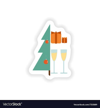 Stylish paper sticker on white background Tree vector image