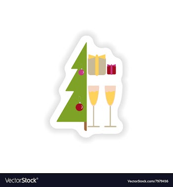 Stylish paper sticker on white background Tree vector image