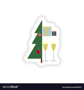 Stylish paper sticker on white background Tree vector image