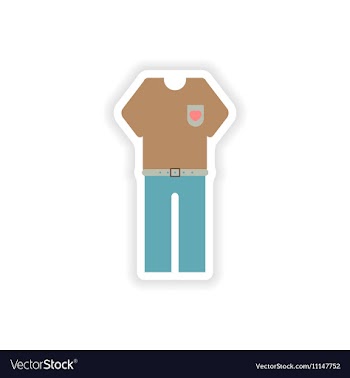 Stylish paper sticker on white background trousers vector image