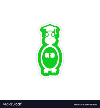Stylish paper sticker on white background turtle vector image