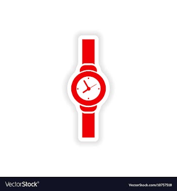 Stylish paper sticker on white background watch vector image
