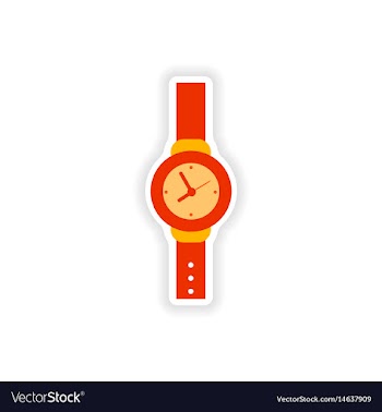 Stylish paper sticker on white background watch vector image