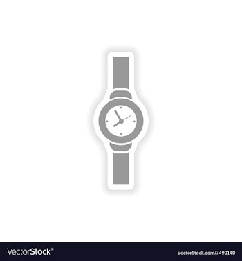 Stylish paper sticker on white background watch vector image