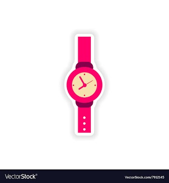 Stylish paper sticker on white background watch vector image